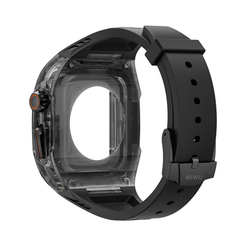 Bal-z Apple Watch 44mm Wiwu Wi-WB013 Rambo Serisi 2in1 Şeffaf PC Kasa Koruyuculu Kauçuk Kordon