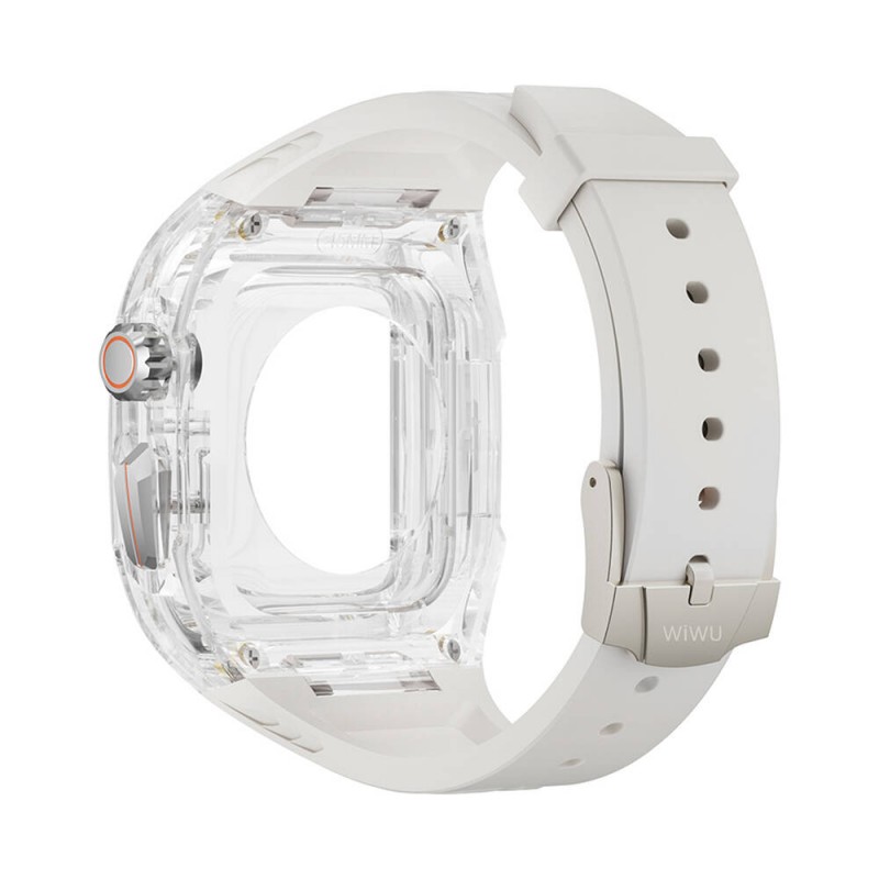 Bal-z Apple Watch 44mm Wiwu Wi-WB013 Rambo Serisi 2in1 Şeffaf PC Kasa Koruyuculu Kauçuk Kordon