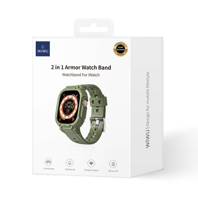 Bal-z Apple Watch 44mm Wiwu Wi-WB014 Armor Serisi 2in1 Sert PC Kasa Koruyuculu Silikon Kordon