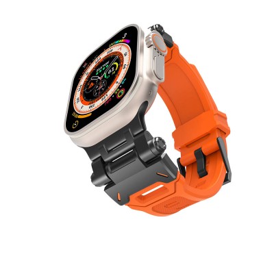 Bal-z Apple Watch 44mm  KRD-108 Metal Başlıklı Silikon Kordon