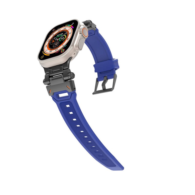 Bal-z Apple Watch 44mm  KRD-108 Metal Başlıklı Silikon Kordon