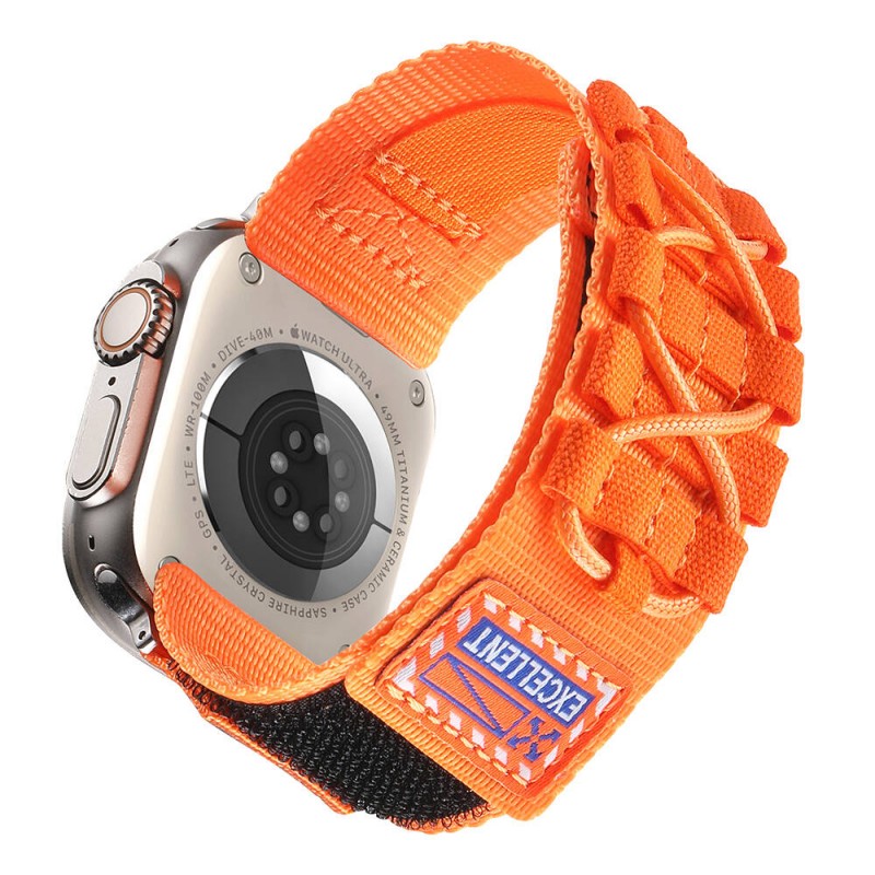 Bal-z Apple Watch 44mm  KRD-112 Orbital Örgülü Halat Tasarımlı Naylon Kumaş Hasır Kordon