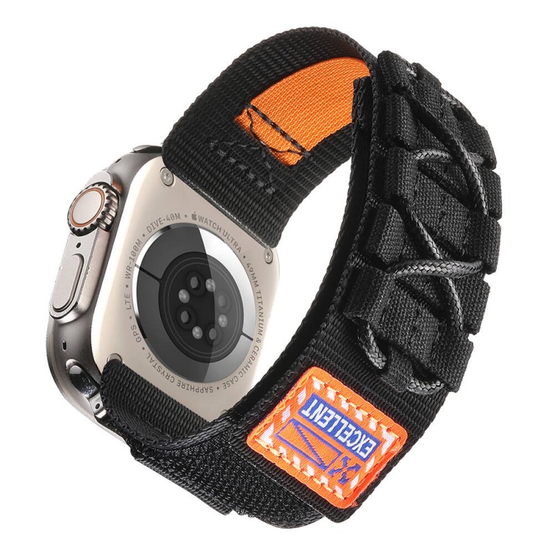 Bal-z Apple Watch 44mm  KRD-112 Orbital Örgülü Halat Tasarımlı Naylon Kumaş Hasır Kordon