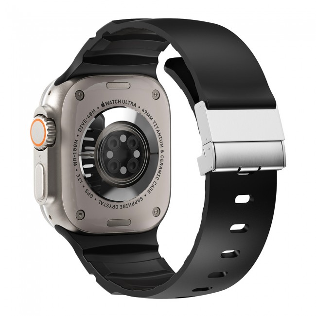 Apple Watch 44mm Zore KRD-145 Metal Tokalı Silikon Kordon Apple Watch 44mm Zore KRD-145 Metal Tokalı Silikon Kordon