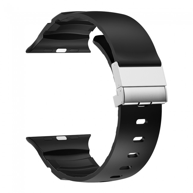Apple Watch 44mm Zore KRD-145 Metal Tokalı Silikon Kordon Apple Watch 44mm Zore KRD-145 Metal Tokalı Silikon Kordon