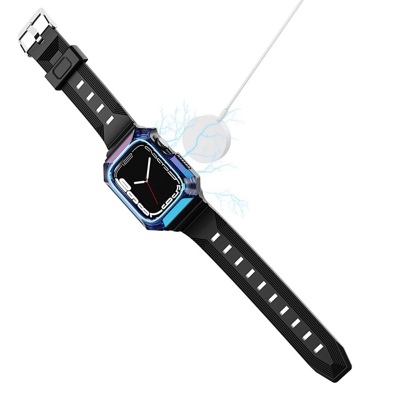 Bal-z Apple Watch 44mm  KRD-88 Sert PC Kasa Koruyuculu Silikon Kordon