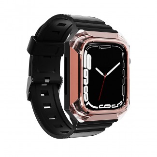 Apple Watch 44mm Zore KRD-88 Sert PC Kasa Koruyuculu Silikon Kordon Apple Watch 44mm Zore KRD-88 Sert PC Kasa Koruyuculu Silikon Kordon