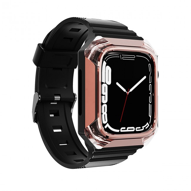 Apple Watch 44mm Zore KRD-88 Sert PC Kasa Koruyuculu Silikon Kordon Apple Watch 44mm Zore KRD-88 Sert PC Kasa Koruyuculu Silikon Kordon