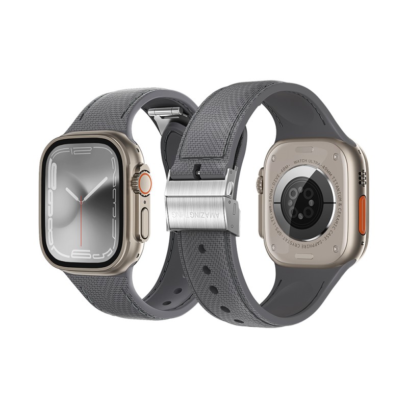 Bal-z Apple Watch 7 41mm Amazingthing Titan Swift Deri Dokulu Silikon Kordon