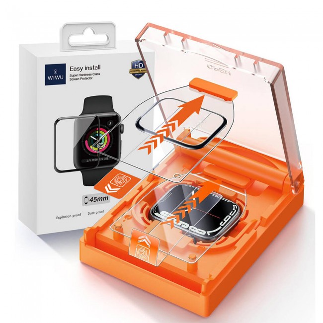 Apple Watch 7 41mm Wiwu Wi-JD105 Easy Install PMMA Pet Ekran Koruyucu + Kolay Uygulama Aparatı Apple Watch 7 41mm Wiwu Wi-JD105 Easy Install PMMA Pet Ekran Koruyucu + Kolay Uygulama Aparatı
