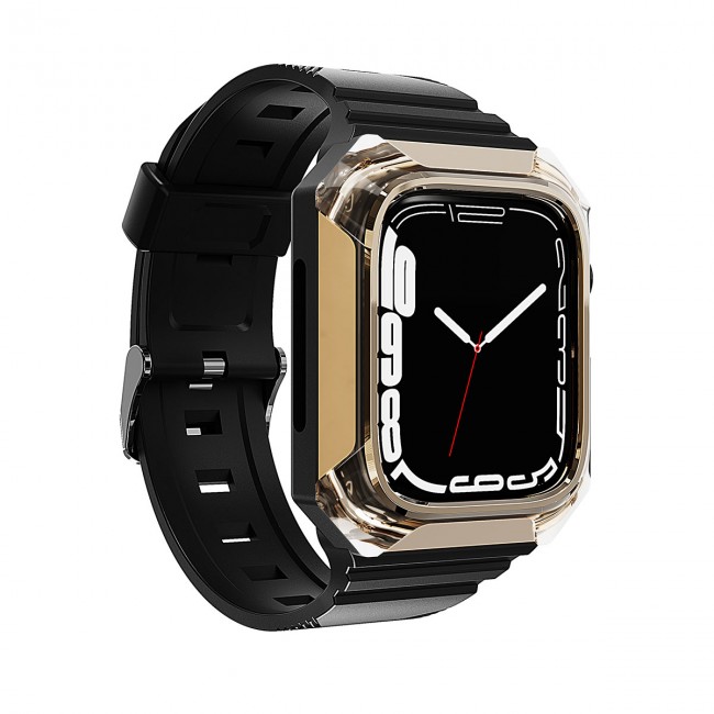 Apple Watch 7 41mm Zore KRD-88 Sert PC Kasa Koruyuculu Silikon Kordon Apple Watch 7 41mm Zore KRD-88 Sert PC Kasa Koruyuculu Silikon Kordon