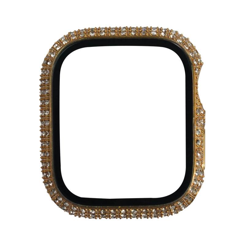 Bal-z Apple Watch 7 41mm  Watch Gard 24 Kenarları Taşlı Sert PC Kasa Ve Ekran Koruyucu