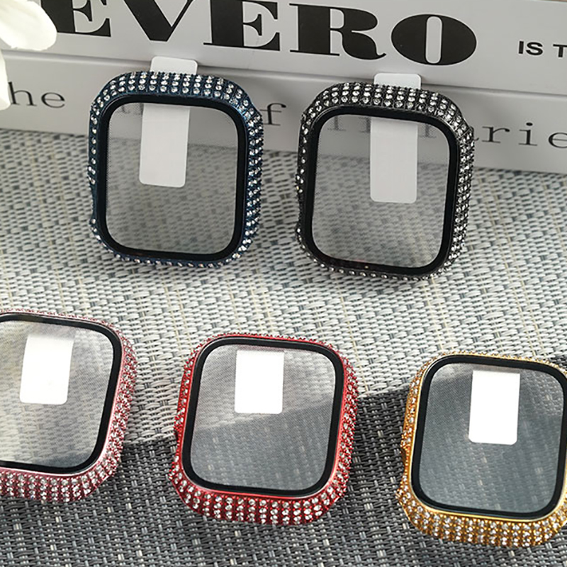 Bal-z Apple Watch 7 41mm  Watch Gard 24 Kenarları Taşlı Sert PC Kasa Ve Ekran Koruyucu