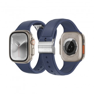 Apple Watch 7 45mm Amazingthing Titan Swift Deri Dokulu Silikon Kordon Apple Watch 7 45mm Amazingthing Titan Swift Deri Dokulu Silikon Kordon