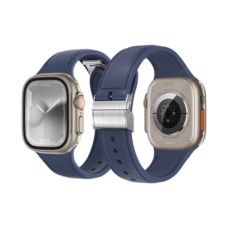 Bal-z Apple Watch 7 45mm Amazingthing Titan Swift Deri Dokulu Silikon Kordon