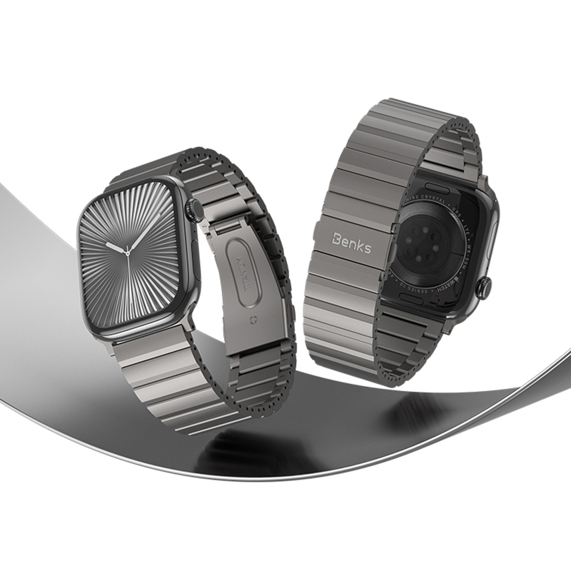 Bal-z Apple Watch 7 45mm Benks Aero Titan Serisi Titanyum Metal Kordon
