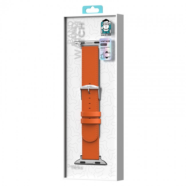 Apple Watch 7 45mm Benks Vintage Genuine Leather Serisi Deri Kordon Strap Kayış Apple Watch 7 45mm Benks Vintage Genuine Leather Serisi Deri Kordon Strap Kayış