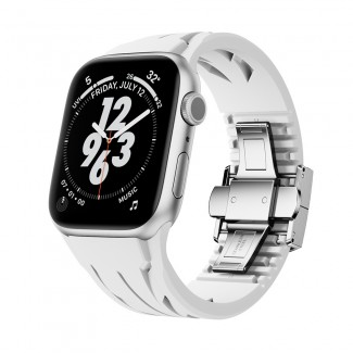 Apple Watch 7 45mm KRD-127 Metal Tokalı Silikon Kordon Apple Watch 7 45mm KRD-127 Metal Tokalı Silikon Kordon
