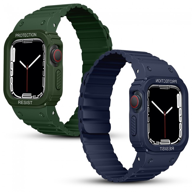 Apple Watch 7 45mm KRD-142 Airbag Tasarımlı Kasa Koruyuculu Silikon Kordon Apple Watch 7 45mm KRD-142 Airbag Tasarımlı Kasa Koruyuculu Silikon Kordon