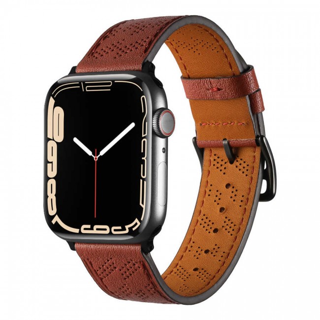 Apple Watch 7 45mm KRD-76 PU Deri Kordon Strap Kayış Apple Watch 7 45mm KRD-76 PU Deri Kordon Strap Kayış