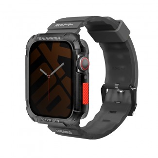 Apple Watch 7 45mm SkinArma Kurono Sert PC Kasa Koruyucu + Shokku Silikon Kordon Apple Watch 7 45mm SkinArma Kurono Sert PC Kasa Koruyucu + Shokku Silikon Kordon