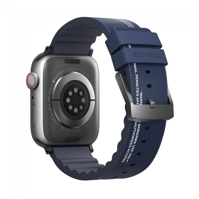 Apple Watch 7 45mm SkinArma Taihi Sora Yazı Desenli Deri Görünümlü Silikon Kordon Apple Watch 7 45mm SkinArma Taihi Sora Yazı Desenli Deri Görünümlü Silikon Kordon