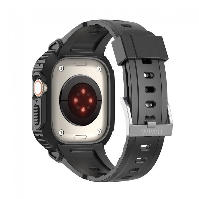 Apple Watch 7 45mm Wiwu Wi-WB014 Armor Serisi 2in1 Sert PC Kasa Koruyuculu Silikon Kordon Apple Watch 7 45mm Wiwu Wi-WB014 Armor Serisi 2in1 Sert PC Kasa Koruyuculu Silikon Kordon