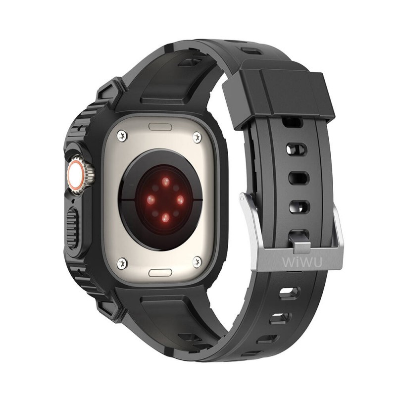 Bal-z Apple Watch 7 45mm Wiwu Wi-WB014 Armor Serisi 2in1 Sert PC Kasa Koruyuculu Silikon Kordon