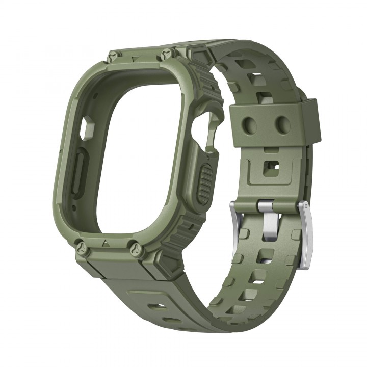 Apple Watch 7 45mm Wiwu Wi-WB014 Armor Serisi 2in1 Sert PC Kasa Koruyuculu Silikon Kordon