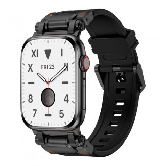 Apple Watch 7 45mm Zore KRD-101 Titanyum Metal Başlıklı Silikon Kordon Apple Watch 7 45mm Zore KRD-101 Titanyum Metal Başlıklı Silikon Kordon