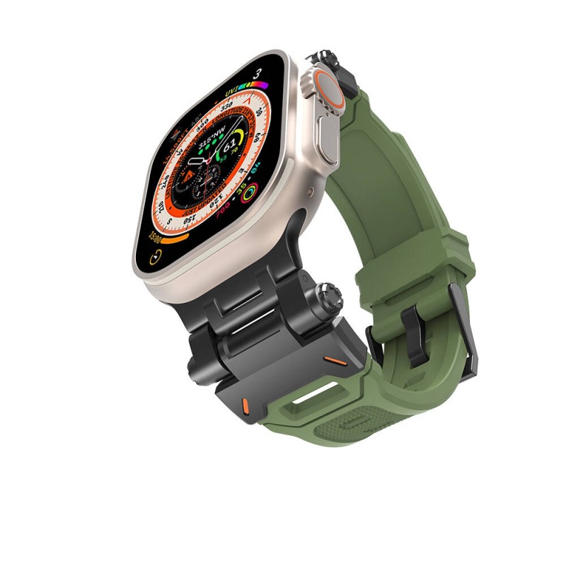 Bal-z Apple Watch 7 45mm  KRD-108 Metal Başlıklı Silikon Kordon