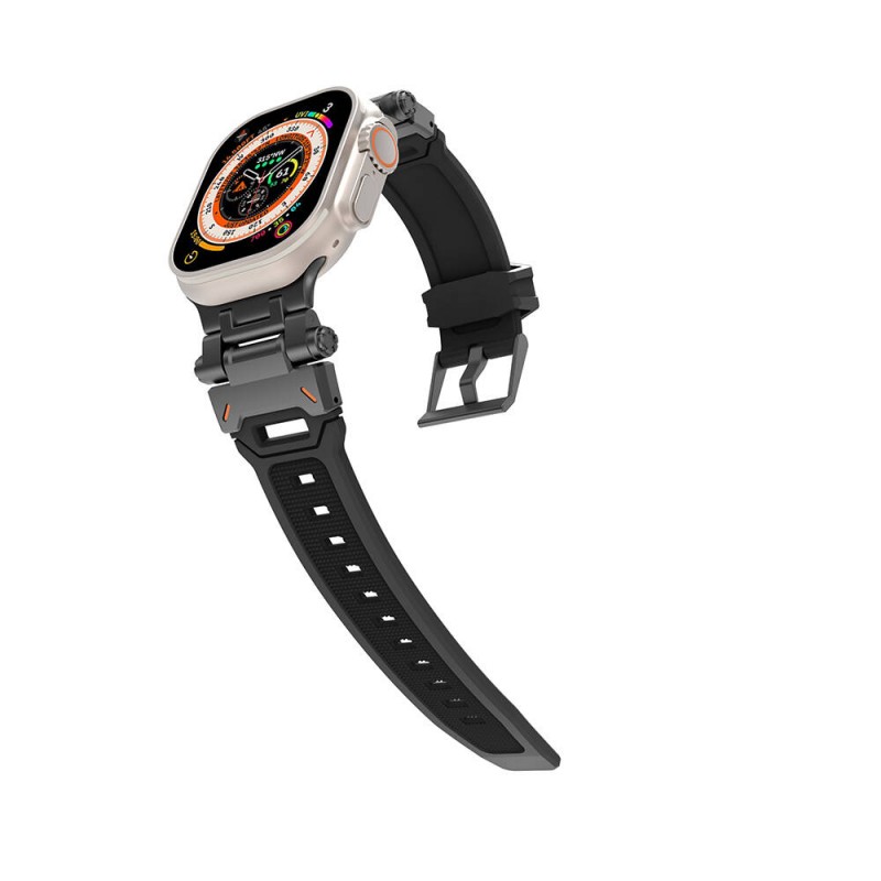 Bal-z Apple Watch 7 45mm  KRD-108 Metal Başlıklı Silikon Kordon