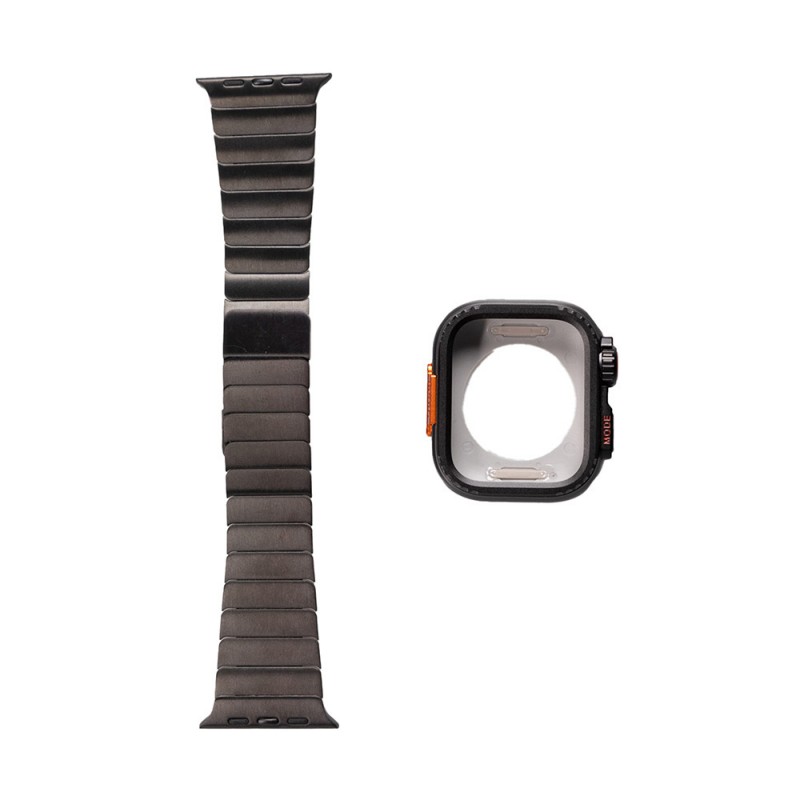 Bal-z Apple Watch 7 45mm Zore KRD-126 Sert Kasa Koruyuculu Metal Kordon