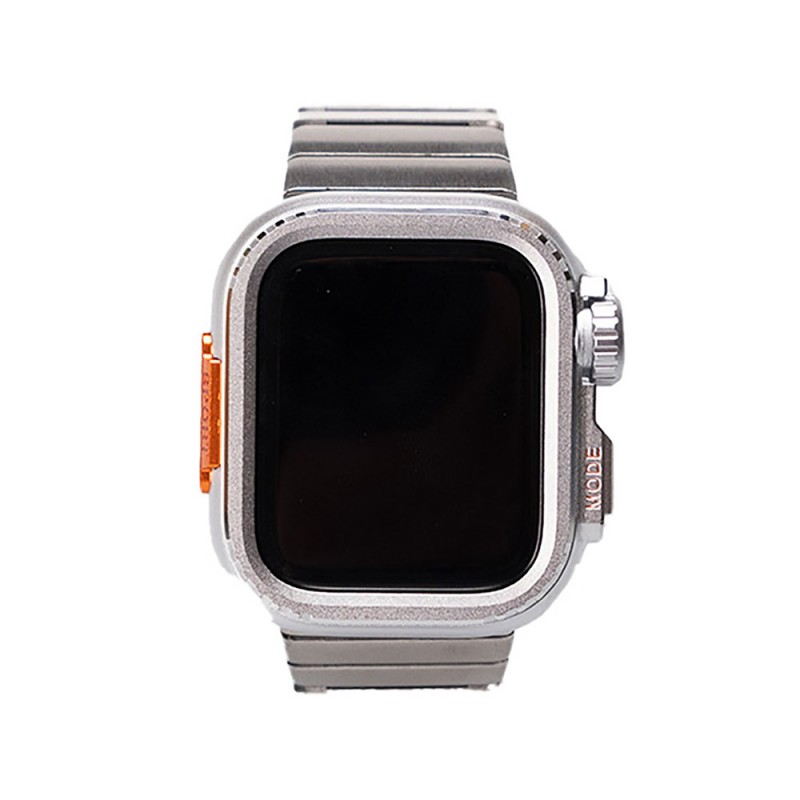 Bal-z Apple Watch 7 45mm Zore KRD-126 Sert Kasa Koruyuculu Metal Kordon
