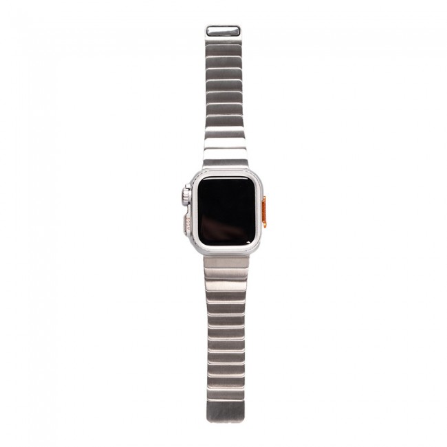 Apple Watch 7 45mm Zore KRD-126 Sert Kasa Koruyuculu Metal Kordon Apple Watch 7 45mm Zore KRD-126 Sert Kasa Koruyuculu Metal Kordon