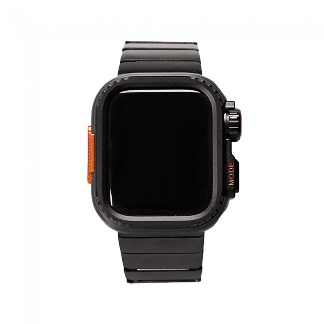 Apple Watch 7 45mm Zore KRD-126 Sert Kasa Koruyuculu Metal Kordon Apple Watch 7 45mm Zore KRD-126 Sert Kasa Koruyuculu Metal Kordon