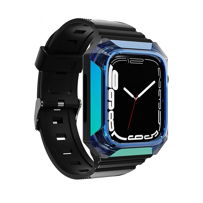 Apple Watch 7 45mm Zore KRD-88 Sert PC Kasa Koruyuculu Silikon Kordon Apple Watch 7 45mm Zore KRD-88 Sert PC Kasa Koruyuculu Silikon Kordon