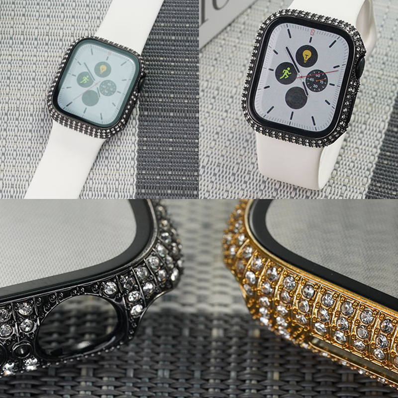 Bal-z Apple Watch 7 45mm  Watch Gard 24 Kenarları Taşlı Sert PC Kasa Ve Ekran Koruyucu