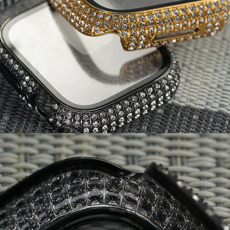 Bal-z Apple Watch 7 45mm  Watch Gard 24 Kenarları Taşlı Sert PC Kasa Ve Ekran Koruyucu