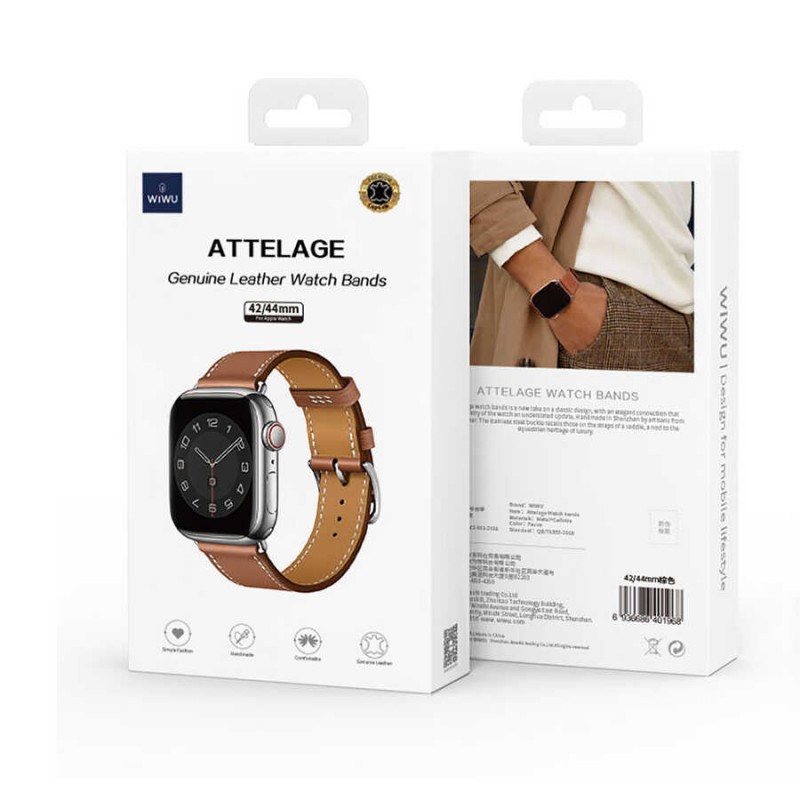 Bal-z Apple Watch Ultra 49mm Kordon Wiwu Attleage Watchband Hakiki Deri Strap Kayış