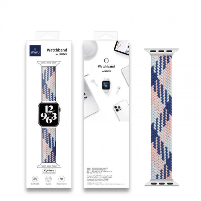 Apple Watch Ultra 49mm Kordon Wiwu Braided Solo Loop Contrast Color Large Strap Kayış Apple Watch Ultra 49mm Kordon Wiwu Braided Solo Loop Contrast Color Large Strap Kayış