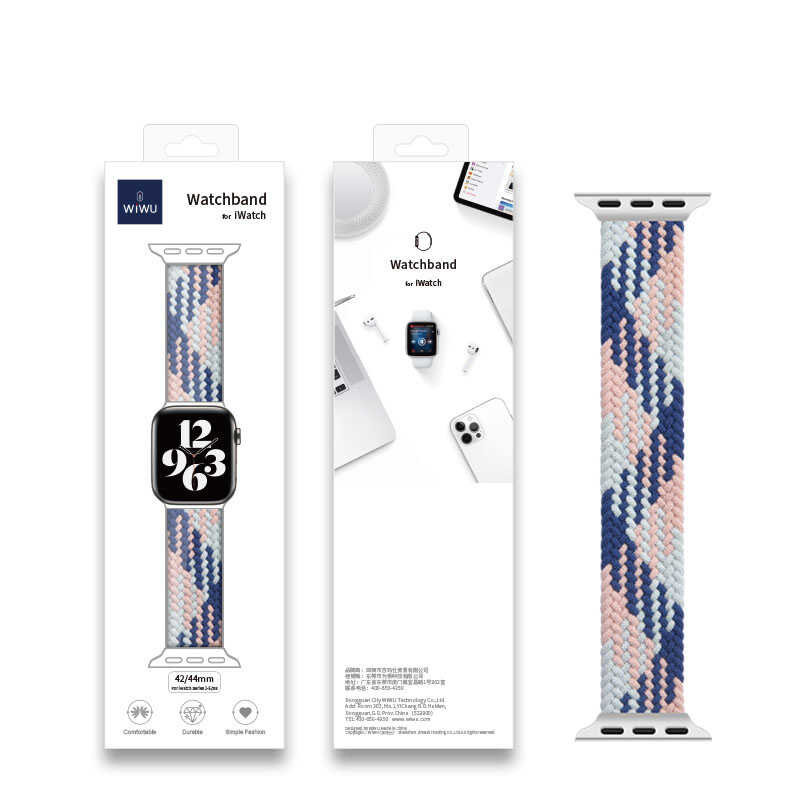 Bal-z Apple Watch Ultra 49mm Kordon Wiwu Braided Solo Loop Contrast Color Large Strap Kayış