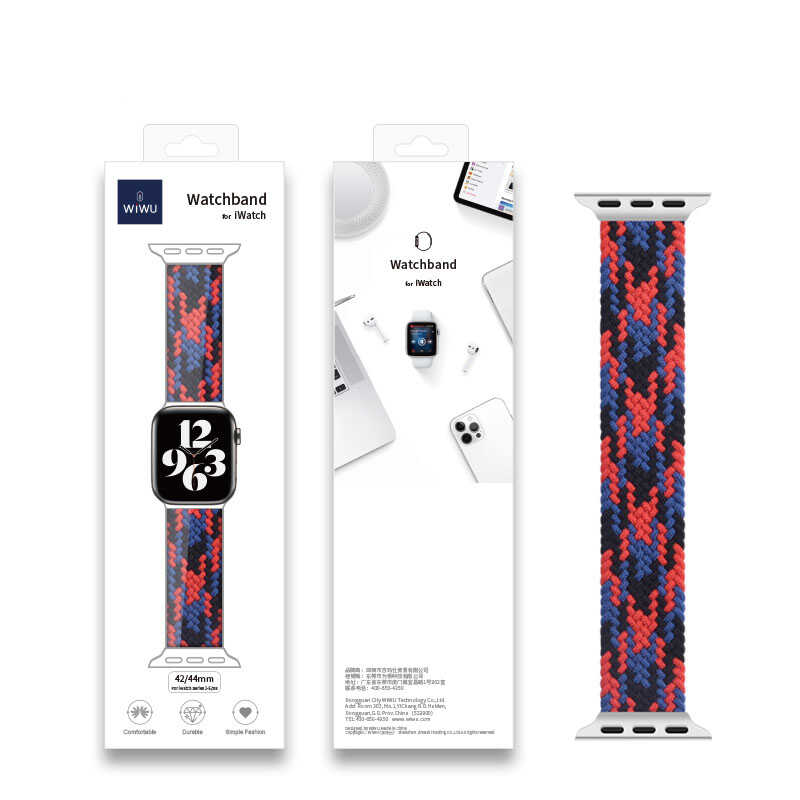 Bal-z Apple Watch Ultra 49mm Kordon Wiwu Braided Solo Loop Contrast Color Medium Strap Kayış