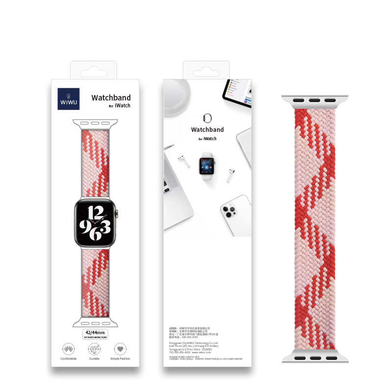 Bal-z Apple Watch Ultra 49mm Kordon Wiwu Braided Solo Loop Contrast Color Small Strap Kayış