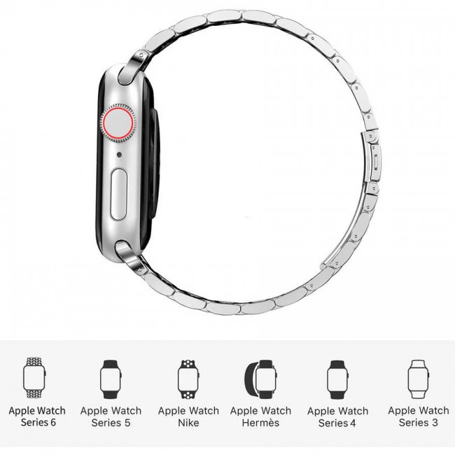 Apple Watch Ultra 49mm Kordon Wiwu Ultra Thin Steel Belt Three Beads Metal Strap Kayış