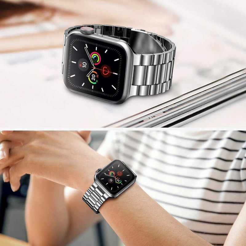Bal-z Apple Watch Ultra 49mm Kordon Wiwu Ultra Thin Steel Belt Three Beads Metal Strap Kayış