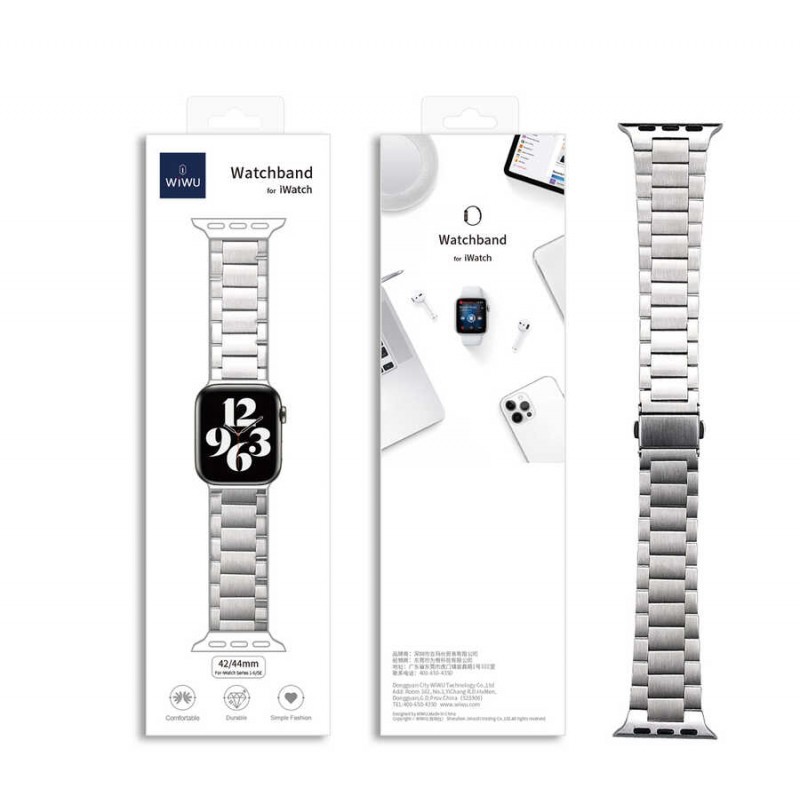 Bal-z Apple Watch Ultra 49mm Kordon Wiwu Ultra Thin Steel Belt Three Beads Metal Strap Kayış