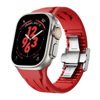 Apple Watch Ultra 49mm KRD-127 Metal Tokalı Silikon Kordon Apple Watch Ultra 49mm KRD-127 Metal Tokalı Silikon Kordon