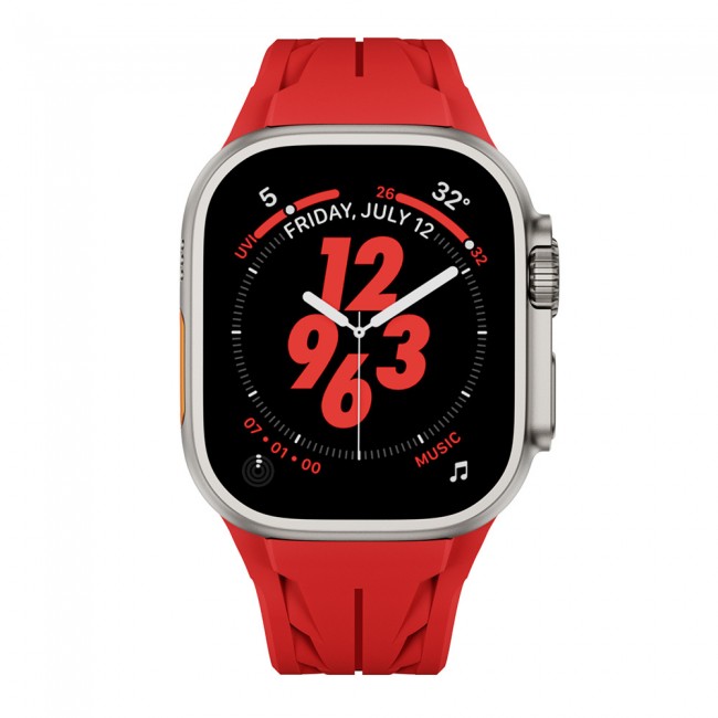 Apple Watch Ultra 49mm KRD-127 Metal Tokalı Silikon Kordon Apple Watch Ultra 49mm KRD-127 Metal Tokalı Silikon Kordon