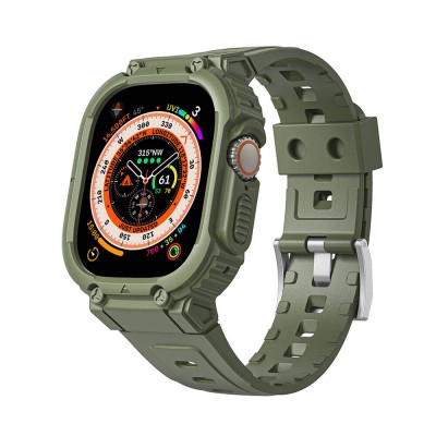 Bal-z Apple Watch Ultra 49mm Wiwu Wi-WB014 Armor Serisi 2in1 Sert PC Kasa Koruyuculu Silikon Kordon